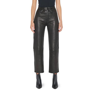 2025 mejores monos de cuero auténtico para mujer Pantalones de satén impermeables de alta calidad para mujer - Product Image 1