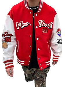 Custom College Baseball Jacket For Men Stylish Red & <b>White</b> Letterman College Baseball Jacket with Embroidered Patches - Product Image 5