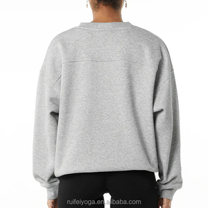 OEM Broderie personnalisée Épaule tombante Sweat-shirt à col rond en polaire surdimensionné pour femmes Pull-over personnalisé Sweat à capuche en éponge française - Product Image 6