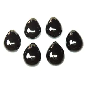 Topkwaliteit Handgemaakte Natuurlijke Zwarte Onyx Gladde Peer Vorm Cabochon Snijden Sieraden Maken Losse Edelsteen Tegen Betaalbare Prijs Edelsteen