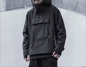 OEM Custom Printed <b>Pullover</b> Coat Half Zipper Oversize Casual Winter Waterproof Canvas Front Pocket Stand Collar - Product Image 1