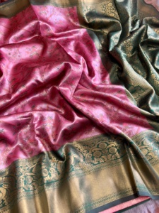 Belle tenue occasionnelle haute sur demande chemisier sari en soie douce avec travail de tissage couleur incroyable meilleur prix femme mode - Product Image 3