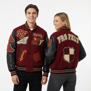 Veste universitaire en cuir PU à manches en laine épaisse confortable avec logo personnalisé Streetwear pour hommes - Product Image 6