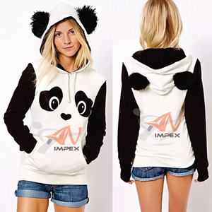 Sweat à capuche avec impression de logo personnalisée de qualité pour femmes Sweat-shirt à capuche imprimé Panda pour femmes - Product Image 3