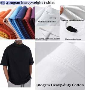 T-shirt lourd avec impression de logo personnalisée en gros T-shirt épais de 400g/m2 - Product Image 6