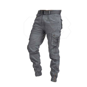Jambe droite légère et ample 100% coton taille élastique travail en plein air pantalon cargo décontracté - Product Image 1
