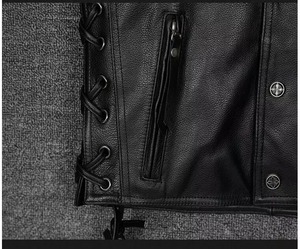 เสื้อกั๊กหนังแท้แฟชั่นสำหรับผู้ชายเสื้อกั๊กหนังแท้สำหรับผู้ชายดีไซน์แบบระบายอากาศได้ดีสีสำหรับฤดูหนาว - Product Image 4