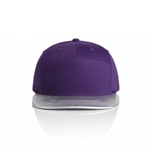 Structured 7-Panel <b>Purple</b> Snapback Cap Silver Flat Brim Unisex Casual <b>Hat</b> Solid Color Cotton Canvas Adult Fit 3D Embroidery - Product Image 1