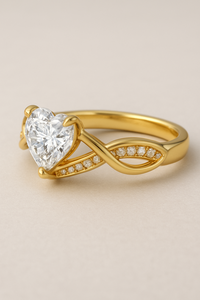 แหวน18KT ทรงอินฟินิตี้สีทองสีเหลืองล้วนของผู้หญิงพร้อมไหล่ปูและมงกุฎตัดเพชรรูปหน้ามงกุฎได้รับการรับรองสำหรับการหมั้น - Product Image 3