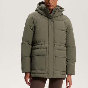 Veste matelassée en tricot pour femme, mi-longue, fermeture éclair, imperméable, capuche, manteau d'hiver - Product Image 6