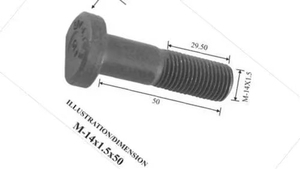 สลักล้อเหล็กกลมคุณภาพพรีเมียม EN8 สีดำ UNIVERSE & SUNNY PRODUCTS อะไหล่ทดแทนใหม่ หมายเลขชิ้นส่วน AX-WB-1156 M18x1.5x65 - Product Image 6