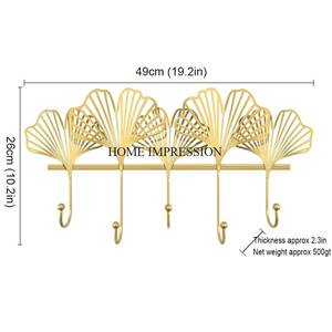 Ganchos y colgadores montados en la pared de diseño de hojas de Gingko hechas de Metal de calidad superior con aspecto antiguo de arte creativo moderno respetuoso con el medio ambiente - Product Image 5