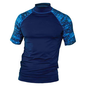 Camiseta de Protección Solar Sublimada de Poliéster y Elastano para Adultos, Manga Corta, Cuello Redondo, Antibacteriana, de Secado Rápido, para Surf, para Hombre - Product Image 1