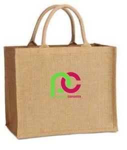 Vente en gros de sac cabas en jute couleur unie imprimé sur mesure grand sac cabas en jute naturel écologique sac de plage cabas en jute avec logos - Product Image 2