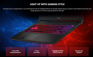 Ordenador portátil para juegos M S I K a t a n de 15,6 pulgadas, 1T RTX 4070 de 16GB, 8GB de RAM DDR5 con pantalla 2K 165Hz QHD - Product Image 3