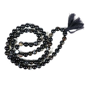 Collier Mala en Agate Noire du Botswana, Cristal de Guérison Naturel pour l'Équilibre et la Stabilité - Product Image 3