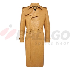 เสื้อโค้ทหนังจระเข้สำหรับผู้ชาย,เทรนช์โค้ทยาวหนังลายนูนสไตล์ใหม่สำหรับฤดูหนาว - Product Image 1