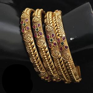 Designer Best Quality <b>Gold</b> Plated Traditional Wear Four <b>Set</b> Of <b>Bangles</b> for Women Wedding Party Wear Collection For Girls - Product Image 1