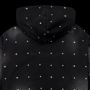 El mejor fabricante hecho con sudaderas con capucha de diamantes de imitación lavado ácido para hombre, sudaderas con capucha de diamantes de imitación lavado ácido para hombre - Product Image 4