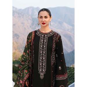 Conjunto de Traje Bordado de 3 Piezas para Mujer HUSSAIN REHAR con Chal Estampado Courtrai y Pantalón-BIC-4261 con Bordado Dhanak - Product Image 2