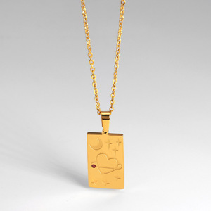 Impermeable joyería personalizada 18K oro Tarot tarjeta collar único <span class=keywords><strong>acuario</strong></span> corazón Leo <span class=keywords><strong>sol</strong></span> ojo patrón Zodiaco Tarot Collar para mujer - Product Image 2