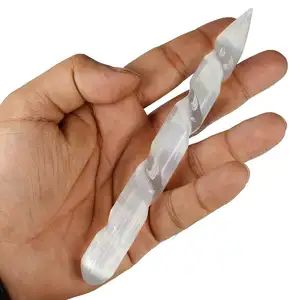 아름다운 자연 SELENITE 메시지 지팡이/수출 품질 자연 Selenite 크리스탈 지팡이/최고 품질 selenite 크리스탈 타워 지팡이