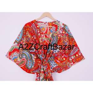 Handmade Pure Cotton Midi Bodycon Kaftan <b>Dress</b> <b>Women</b> Boho Floral Print Beach Wear Spring Summer Soft Breathable Comfort Casual - Product Image 2