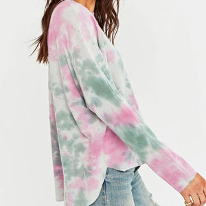 Sudaderas de mujer con estampado Tie Dye de alta calidad, ropa informal transpirable cómoda, logotipo frontal, longitud corta, para otoño - Product Image 3