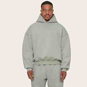 Sudadera con capucha de peso pesado de 500g para hombre, 100% algodón, estilo cuadrado, logotipo personalizado, patrón sólido frontal, 300g, peso de tela, cuello con capucha - Product Image 2