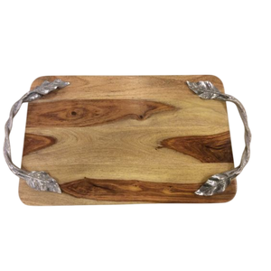 Bandeja para servir comida de madera al mejor precio, elegante mango de Metal, pátinas clásicas de bronce oscurecido dorado, sólidas personalizables para catering - Product Image 4