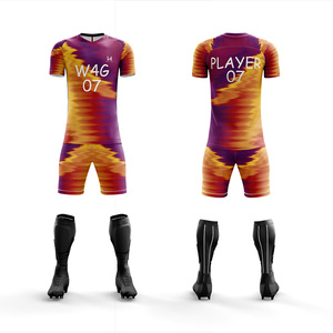 Ventes en gros de maillots de football personnalisés, shorts et ensembles uniformes de club de football, 100% polyester, logo personnalisé sur le devant, uniformes de saison printemps-été - Product Image 6