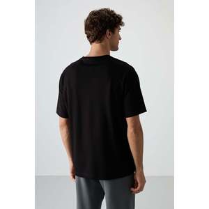 Camiseta Estampada de Corte Holgado para Hombre - Negra, Algodón Jersey, Textura Gruesa 88367 - Product Image 2