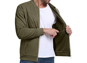 แจ็คเก็ตวาร์ซิตี้ผู้ชาย คอปกพับได้ กระเป๋าข้างติดกระดุม ผ้าฟลีซปักลายคุณภาพสูง ขายส่ง - Product Image 4