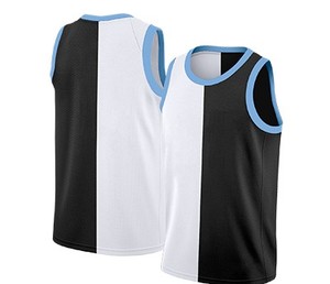 Ensemble de maillots de basket-ball personnalisés noir blanc-bleu, vente en gros, vêtements de sport sublimés, logo vierge, production OEM, maillot de basket-ball - Product Image 4