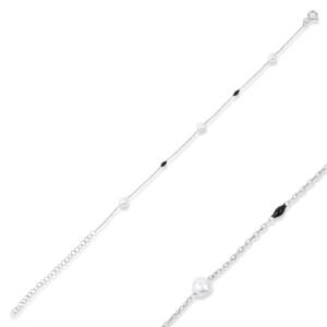 Pulsera de Cadena de Perlas Redondas Esmaltadas en Color Negro, Joyería Turca Hecha a Mano al por Mayor, Plata de Ley 925 para Mujer, Regalo para Fiesta - Product Image 5