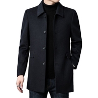 Manteau long ample en velours côtelé pour homme, simple boutonnage, col classique, mode hiver, décontracté et professionnel pour le quotidien