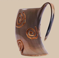 Mug en corne de buffle véritable Viking, prix raisonnable, chope, usage domestique, fêtes, vente en gros, mug en corne exporté