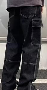 Jeans baggy droits sur mesure en gros pour hommes, jeans vintage amples pour hommes, pantalon en denim, mode décontractée, pantalon cargo multi-poches pour hommes - Product Image 2