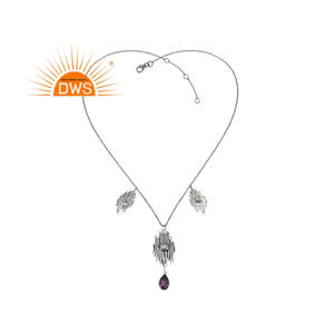 Sticks Vibration Designer <b>Necklace</b> Oxidized Sterling <b>Silver</b> <b>Chain</b> <b>Necklace</b> Amethyst Moonstone <b>Necklace</b> Manufacturer - Product Image 3