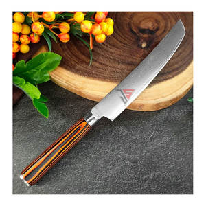 Cuchillos de corte Cuchillo de cocina de acero de Damasco Bowie personalizado con grabado hecho de hoja de acero de Damasco con mango de madera colorido - Product Image 4