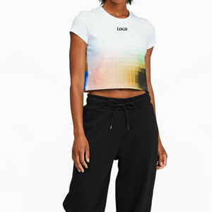 Top Corto para Uso Casual al Aire Libre con Bloques de Color 2026, Camisetas Cortas Elegantes para Mujer, Ropa Casual, Tela Jersey Ligera - Product Image 3