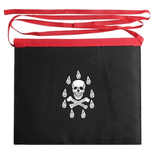 Mandil de Maestro Masón del Rito Escocés con Cinta Roja Moiré y Escuadra y Compás Dorados, Personalizado a Medida - Product Image 3