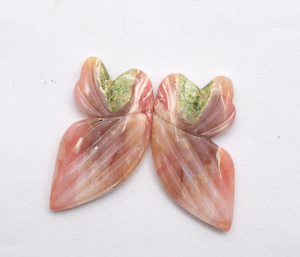 แกะสลักมือโอปอลสีชมพูธรรมชาติรูปผีเสื้อขนาด31X7มม. แกะสลักโอปอลคริสตัลสวยงามขนาด32.80ชิ้น - Product Image 4