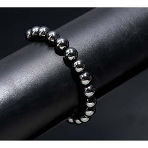 สร้อยข้อมือลูกปัดเฮมาไทต์สีเทาธรรมชาติสไตล์ทางศาสนารูปแบบตัวเลขรูปแบบหลักของไข่มุกเพชร - Product Image 4