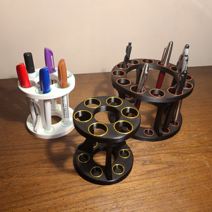 Porte-stylo de luxe en bois et argenterie de qualité porte-stylo de forme ronde porte-stylo de rangement de bureau design fantaisie à bon prix - Product Image 4