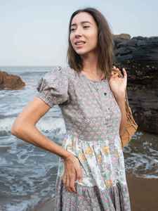 Cotton Block Print Summer <b>Dress</b> for Women Floral Boho Maxi Vacation Outfit Button <b>Dress</b> for <b>Weddings</b> and <b>Pregnancy</b> - Product Image 4