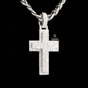 Unique <b>Cross</b>-Style Shiny Lab-Grown Diamond <b>Pendant</b> in 925 Sterling <b>Silver</b> Fully Ice Brilliant Cut with VVS Clarity for Parties - Product Image 2