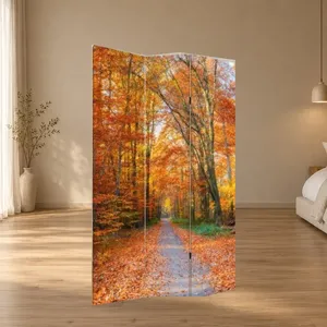 ฉากกั้นผ้าใบพับได้สองด้านลายเส้นทางฤดูใบไม้ร่วง - Product Image 2