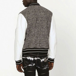 High Quality Custom Canvas College <b>Baseball</b> <b>Bomber</b> <b>Jacket</b> Stand Collar Chenille Embroidery Front for Men's Varsity Letterman - Product Image 5