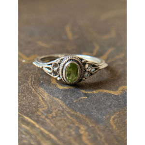 Dainty Yellow Gold Gemstone <b>Ring</b> (2.1 Grams) Rhodium-Plated with Statement <b>Opal</b> Garnet Ruby Pear Cut Diamond Everyday Wear - Product Image 1